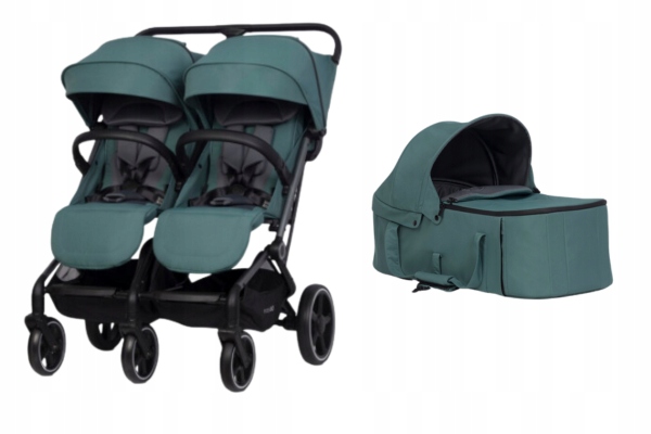 Kočík Easy Go Echo Sage Green pre dvojičky + Mäkká vložka ku kočíku ECHO EasyGo detská vložka Bezpečná a pohodlná